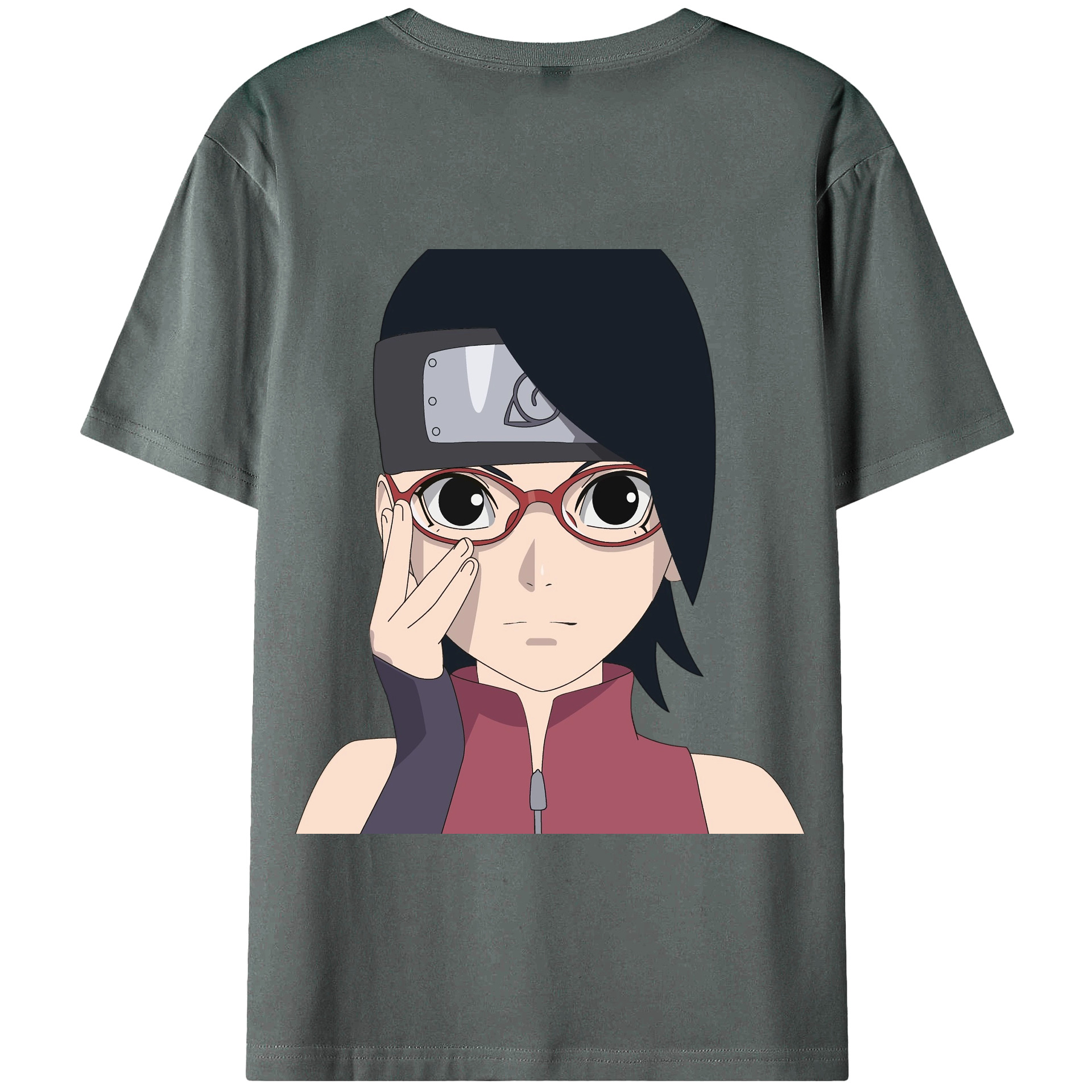 （画像用） NARUTO -ナルト- うちは サラダ Uchiha Sarada 綿100％半袖Tシャツ（背面プリント）